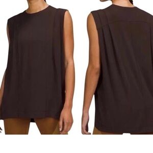 Women’s Lululemon Modal Pleated Shoulder Tank Top Relaxed Oversized Brown Size 6